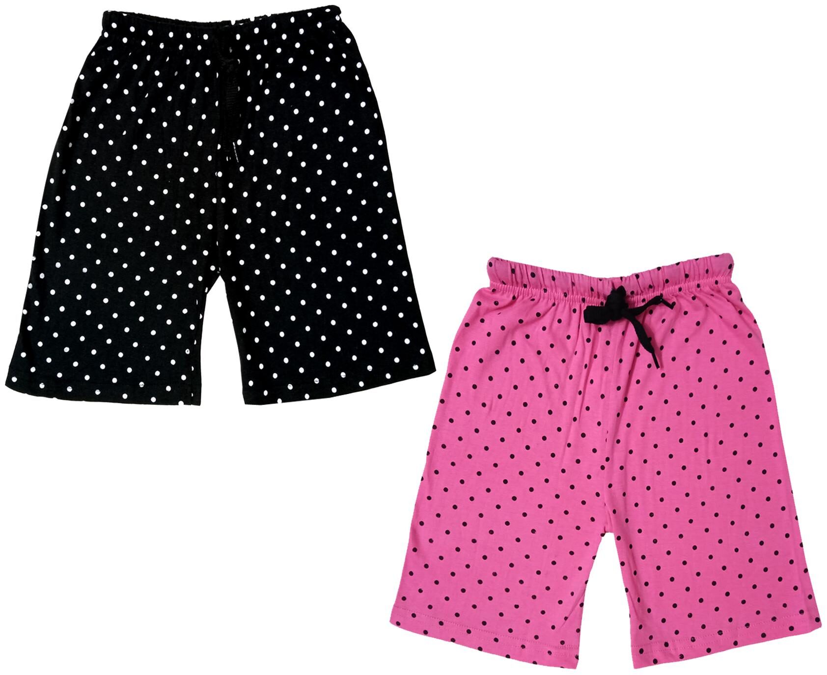 

IndiWeaves Girls Cotton Polka Dots Relaxed Fit Shorts (Pack of 2)