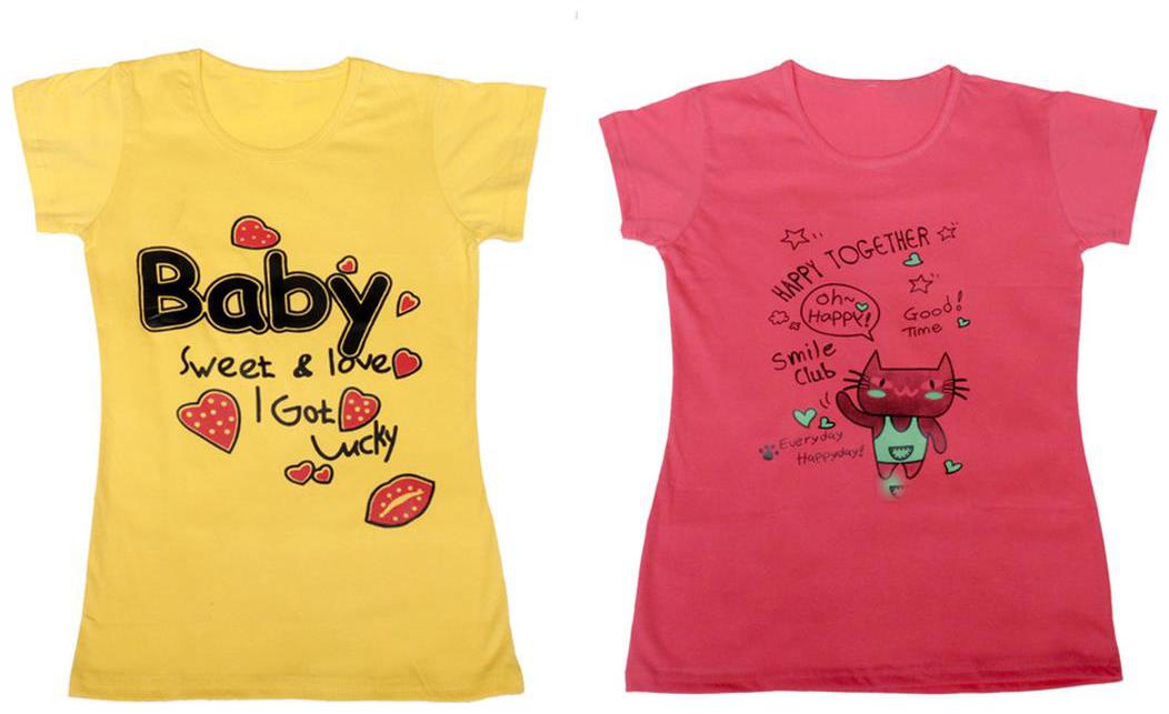 

Indiweaves Girl Cotton Solid T shirt - Multi