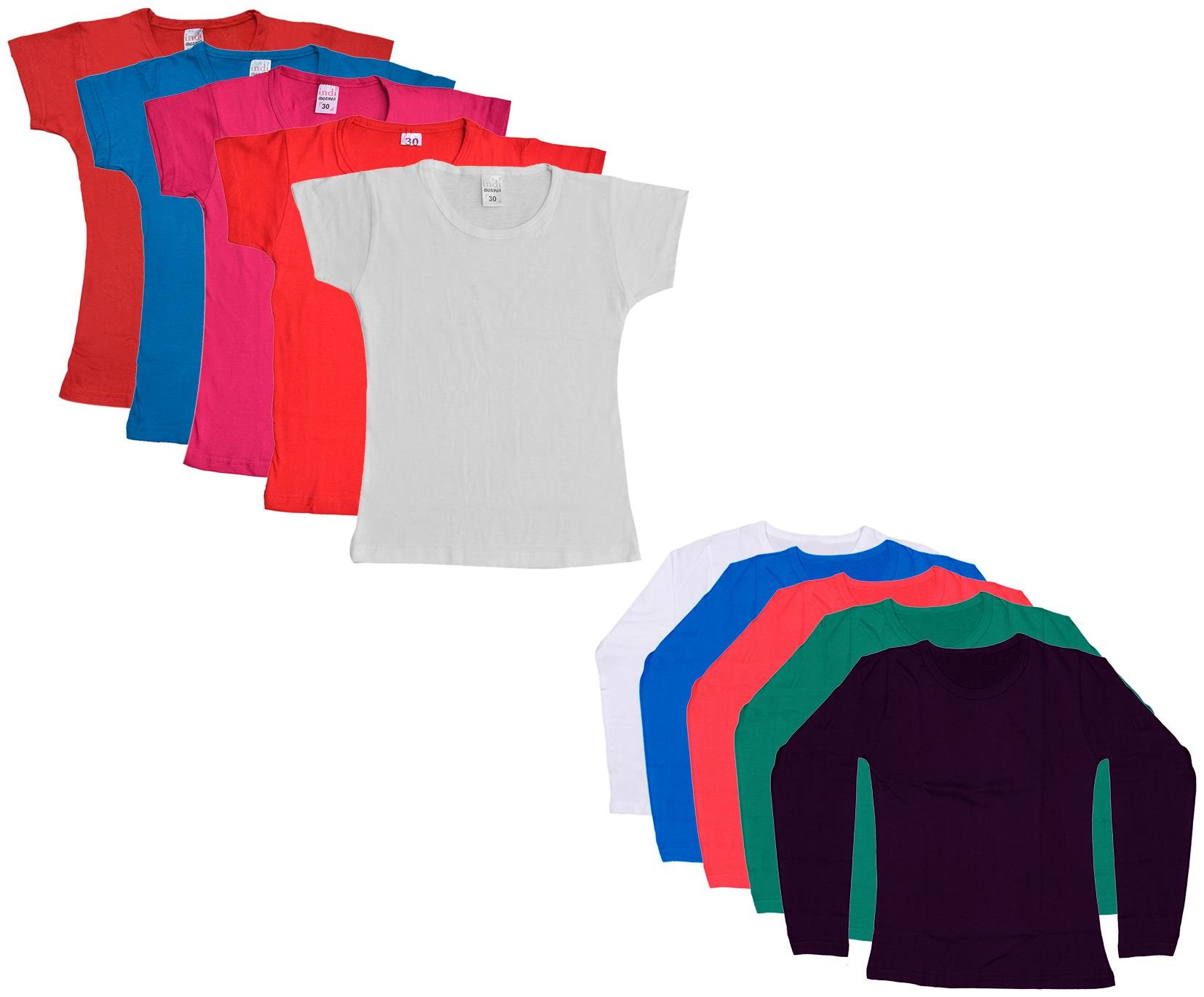 

Indiweaves Girl Cotton Solid T shirt - Multi