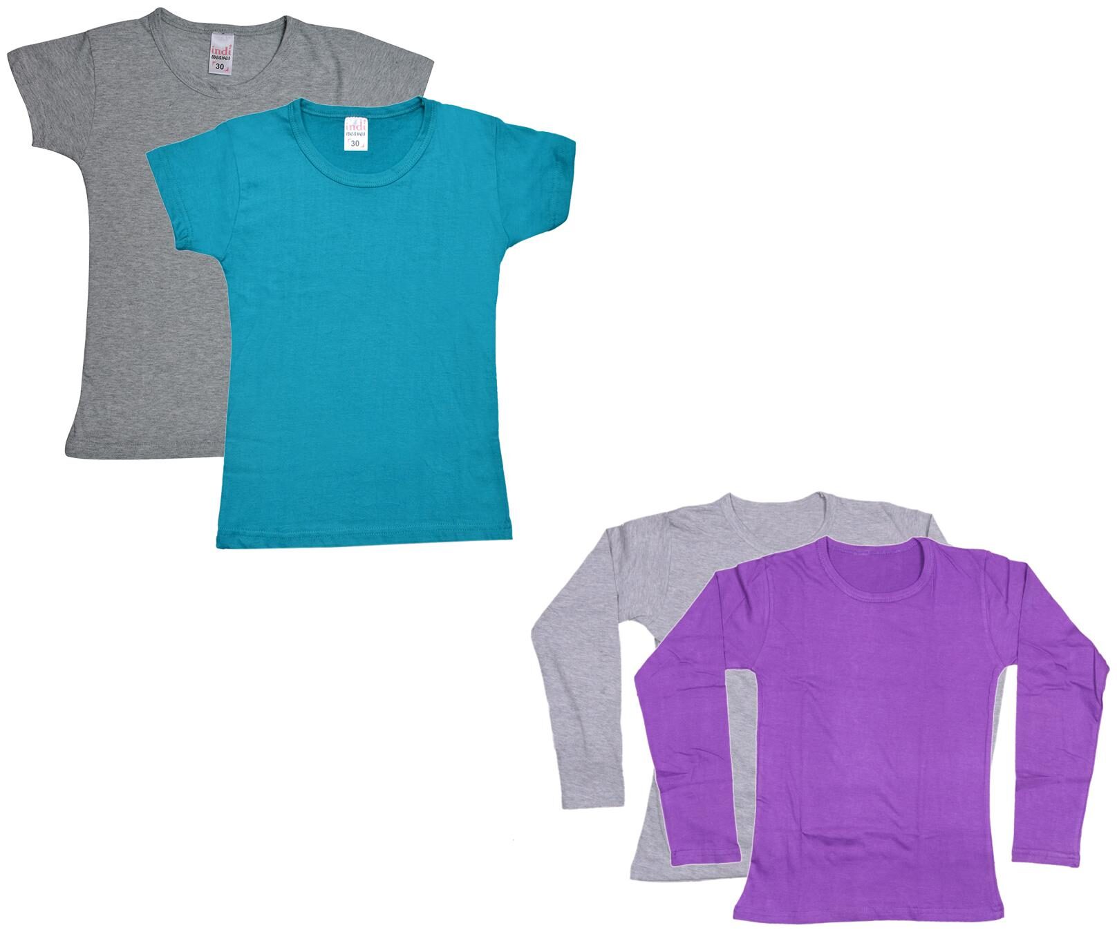 

Indiweaves Girl Cotton Solid T shirt - Multi