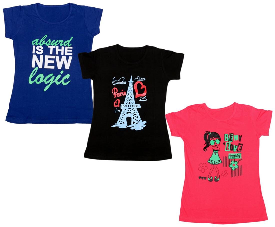 

Indiweaves Girl Cotton Printed T shirt - Multi