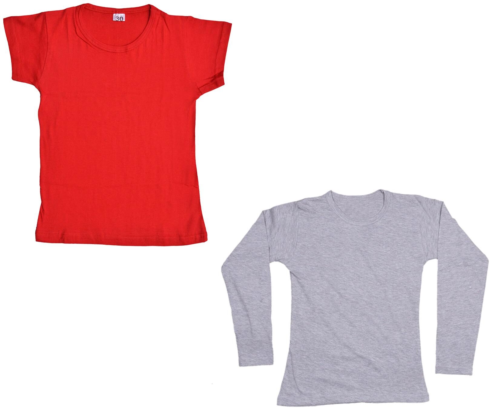

Indiweaves Girl Cotton Solid T shirt - Multi