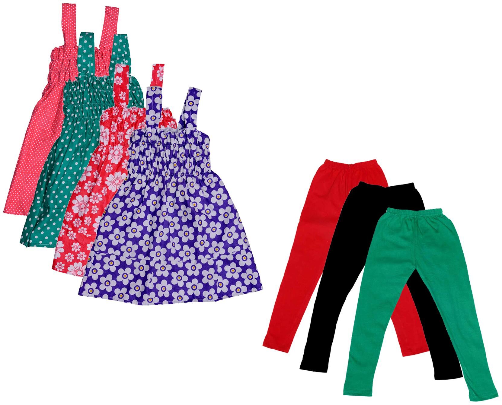 

Indiweaves Girl Cotton Top Bottom Set - Multi