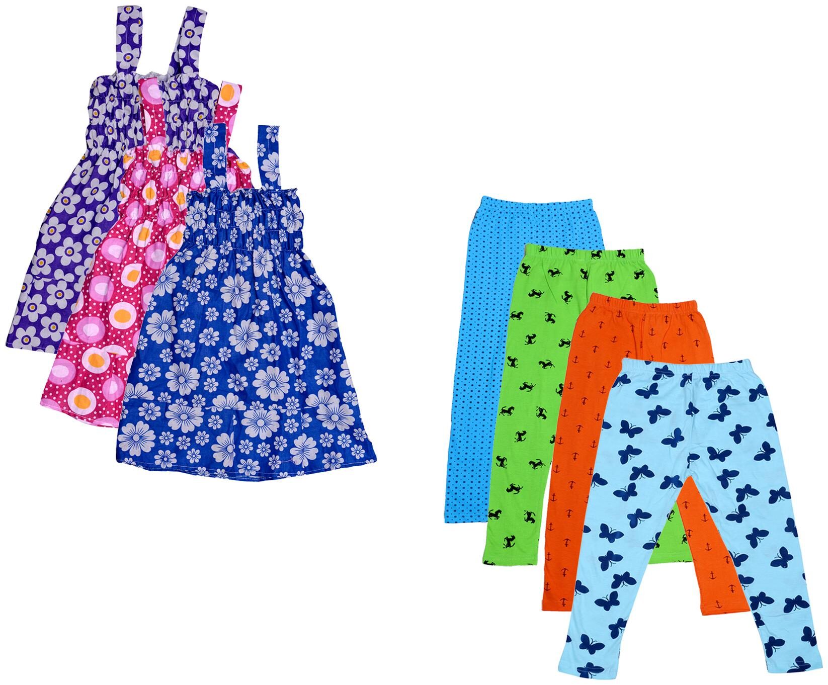 

Indiweaves Girl Cotton Top Bottom Set - Multi