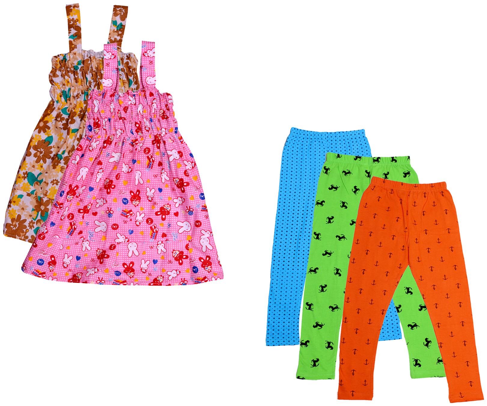 

Indiweaves Girl Cotton Top Bottom Set - Multi