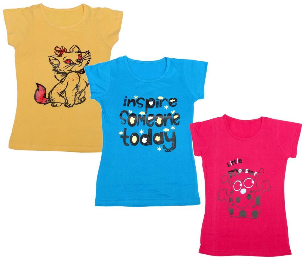 

Indiweaves Girl Cotton Printed T shirt - Multi