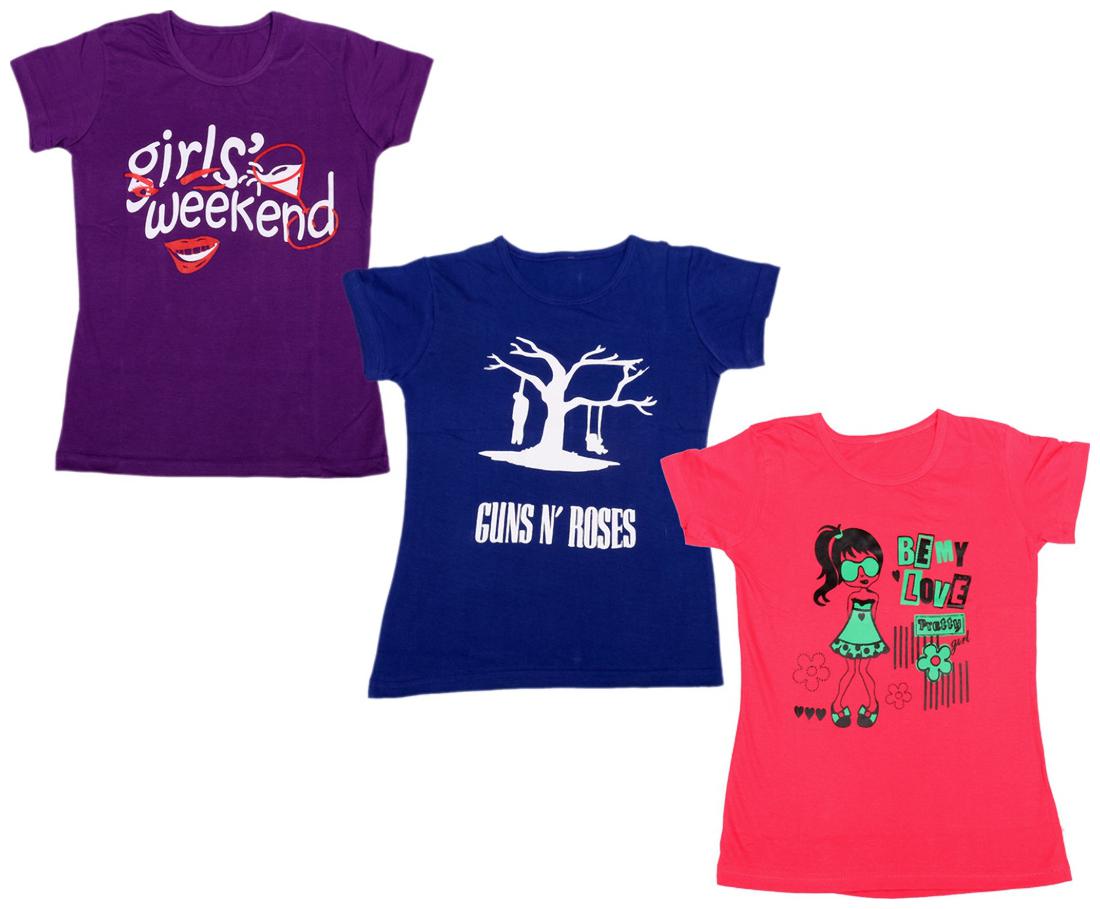 

Indiweaves Girl Cotton Printed T shirt - Multi