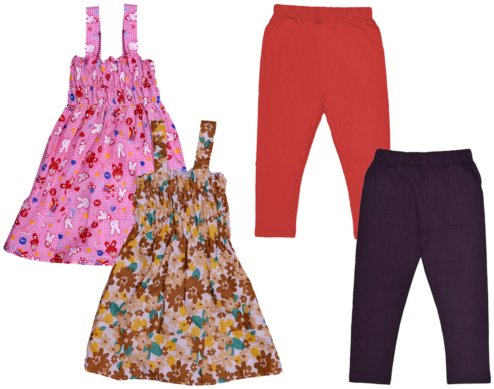 

Indiweaves Girl Cotton Top Bottom Set - Multi