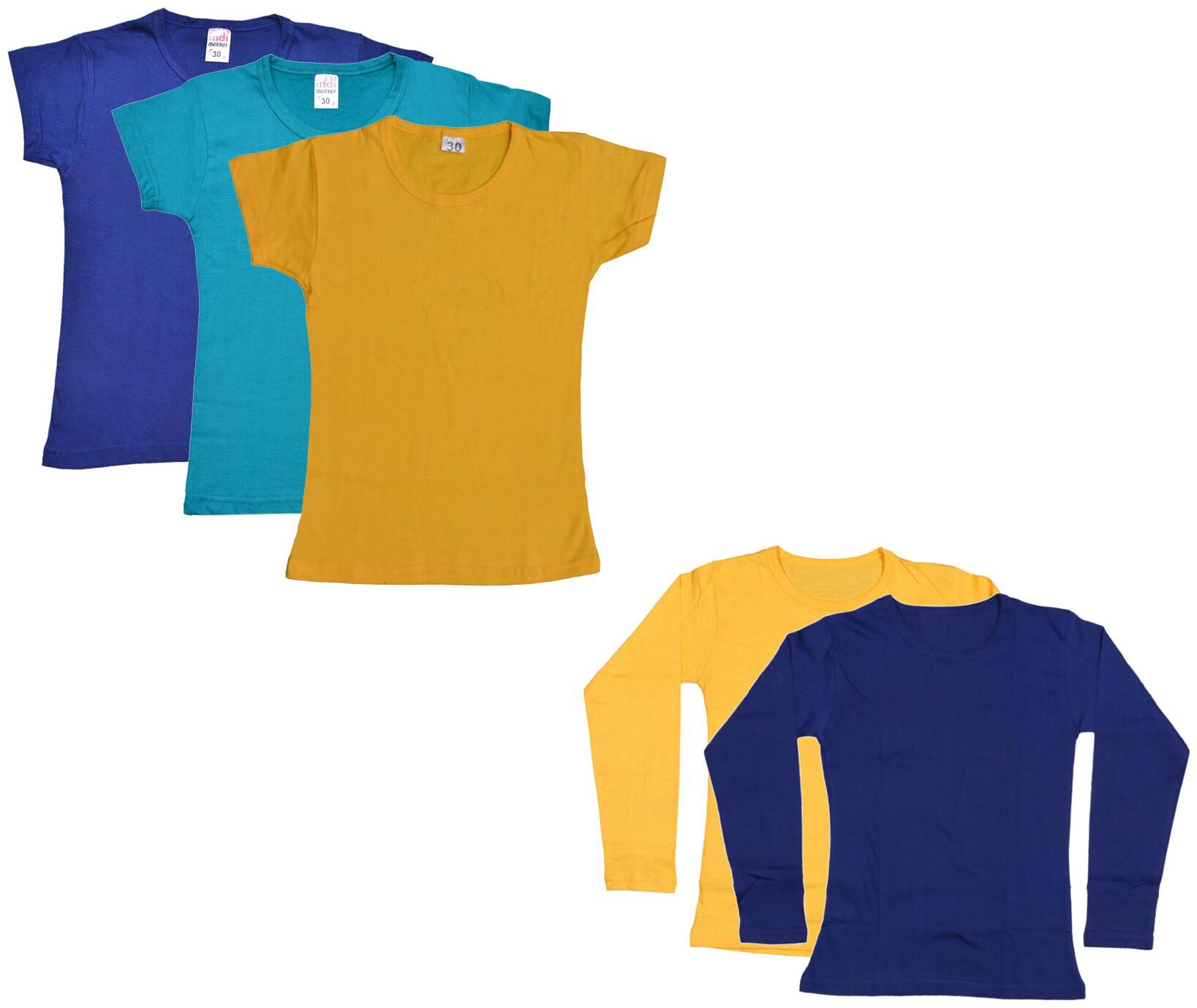 

Indiweaves Girl Cotton Solid T shirt - Multi
