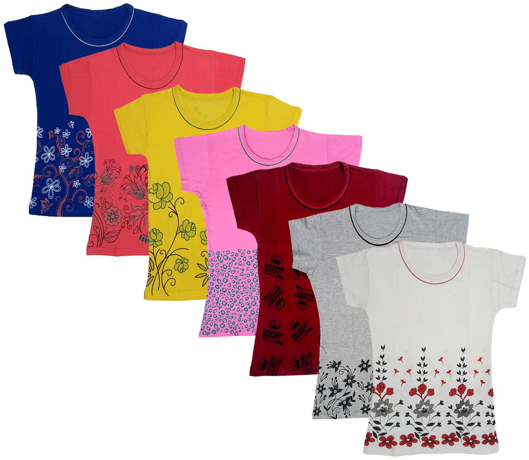 

Indiweaves Girl Cotton Printed T shirt - Multi