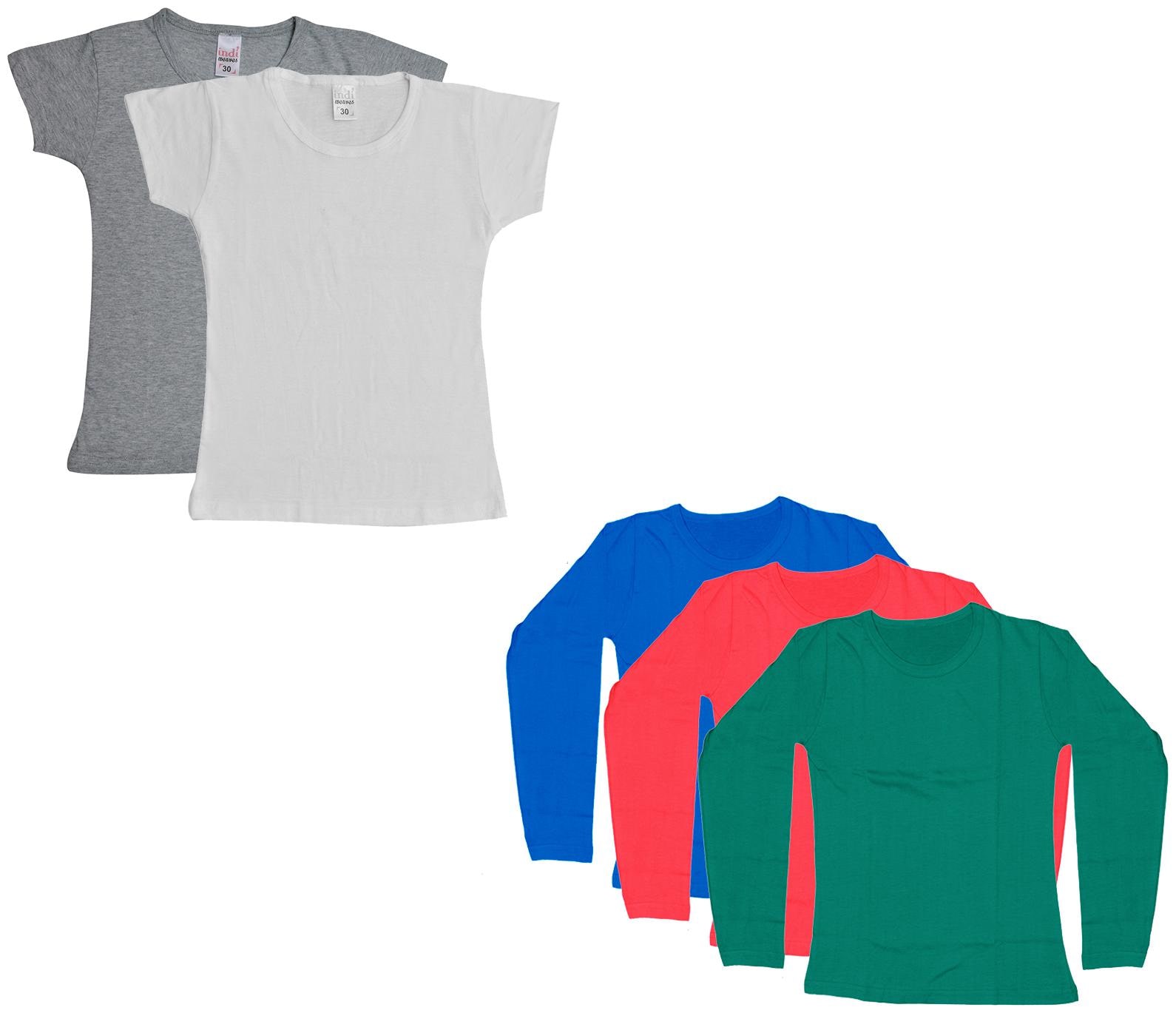 

Indiweaves Girl Cotton Solid T shirt - Multi