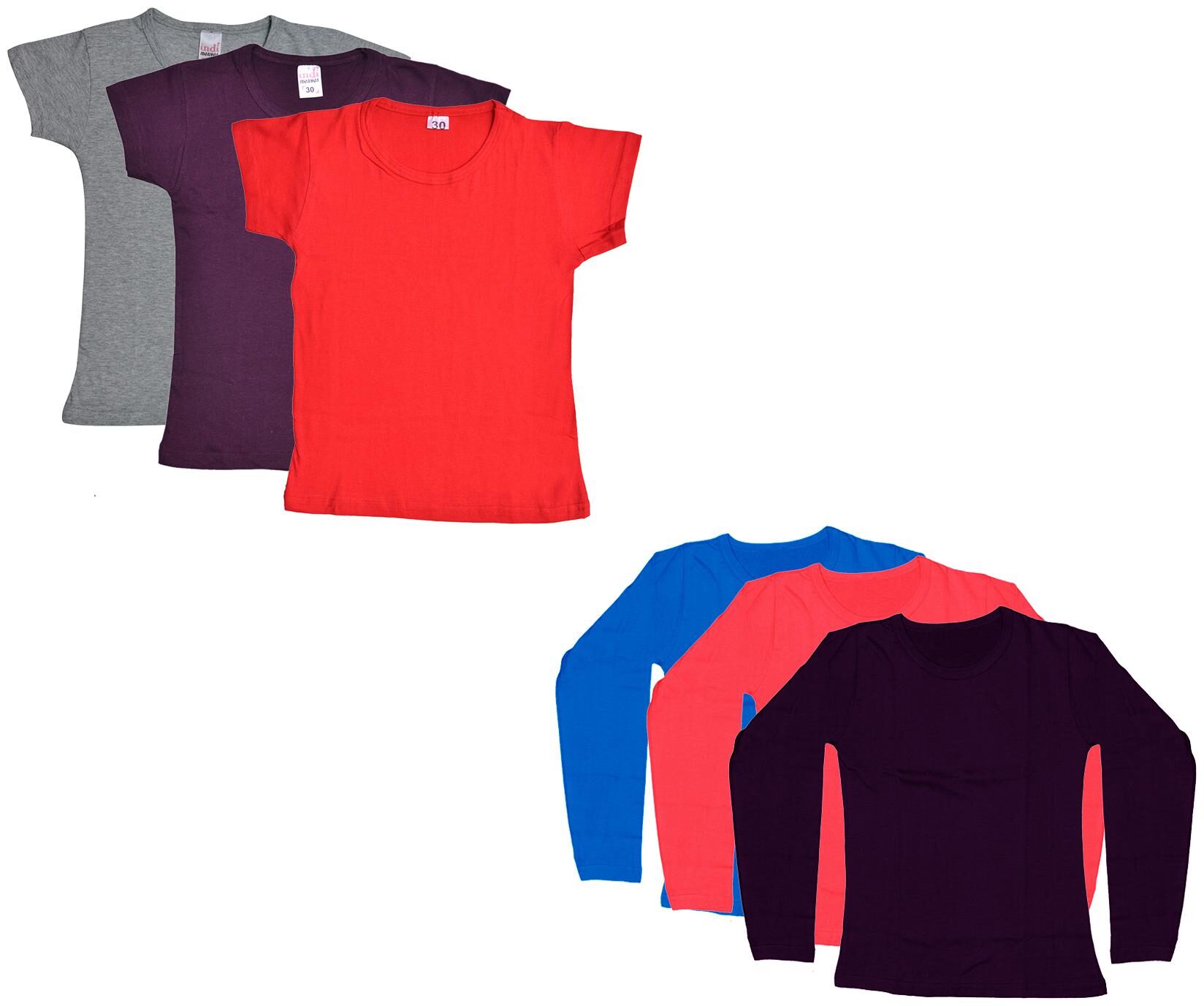 

Indiweaves Girl Cotton Solid T shirt - Multi