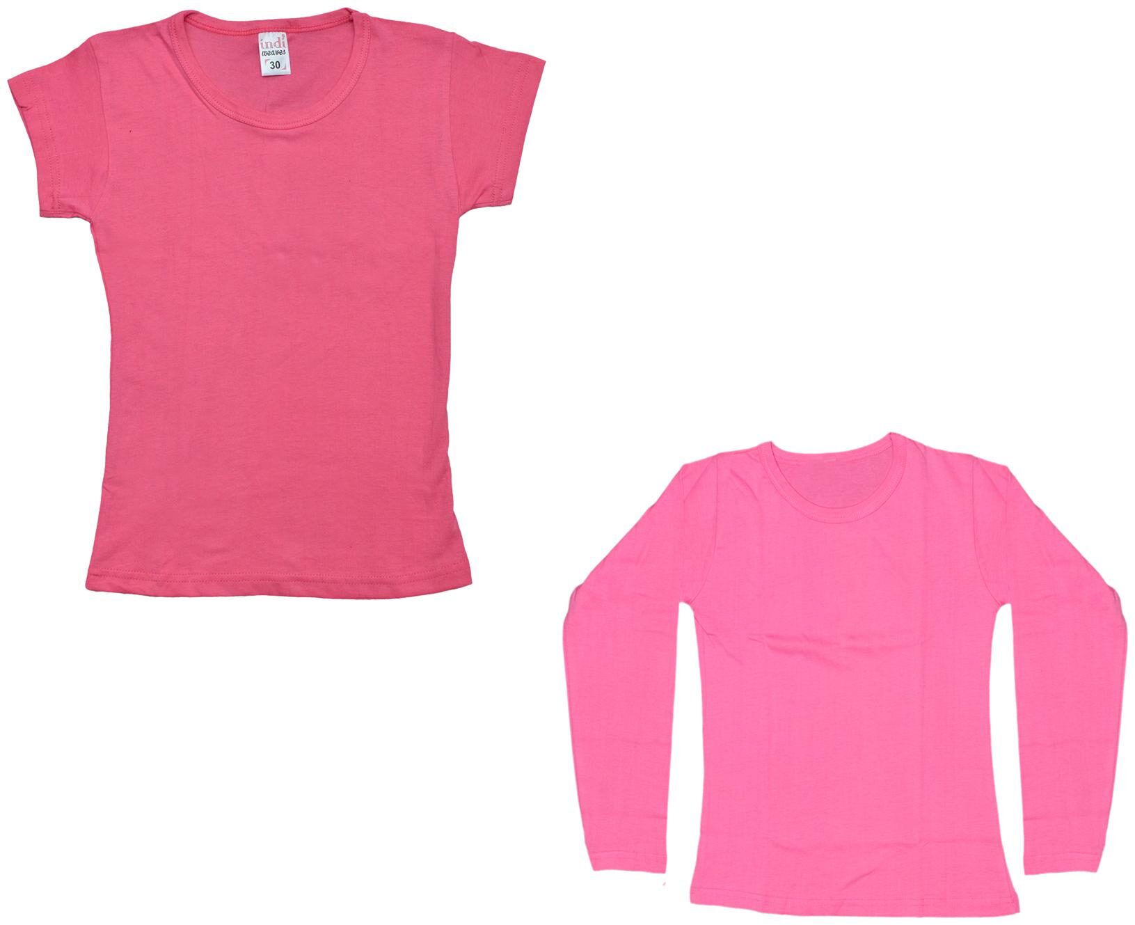 

Indiweaves Girl Cotton Solid T shirt - Multi