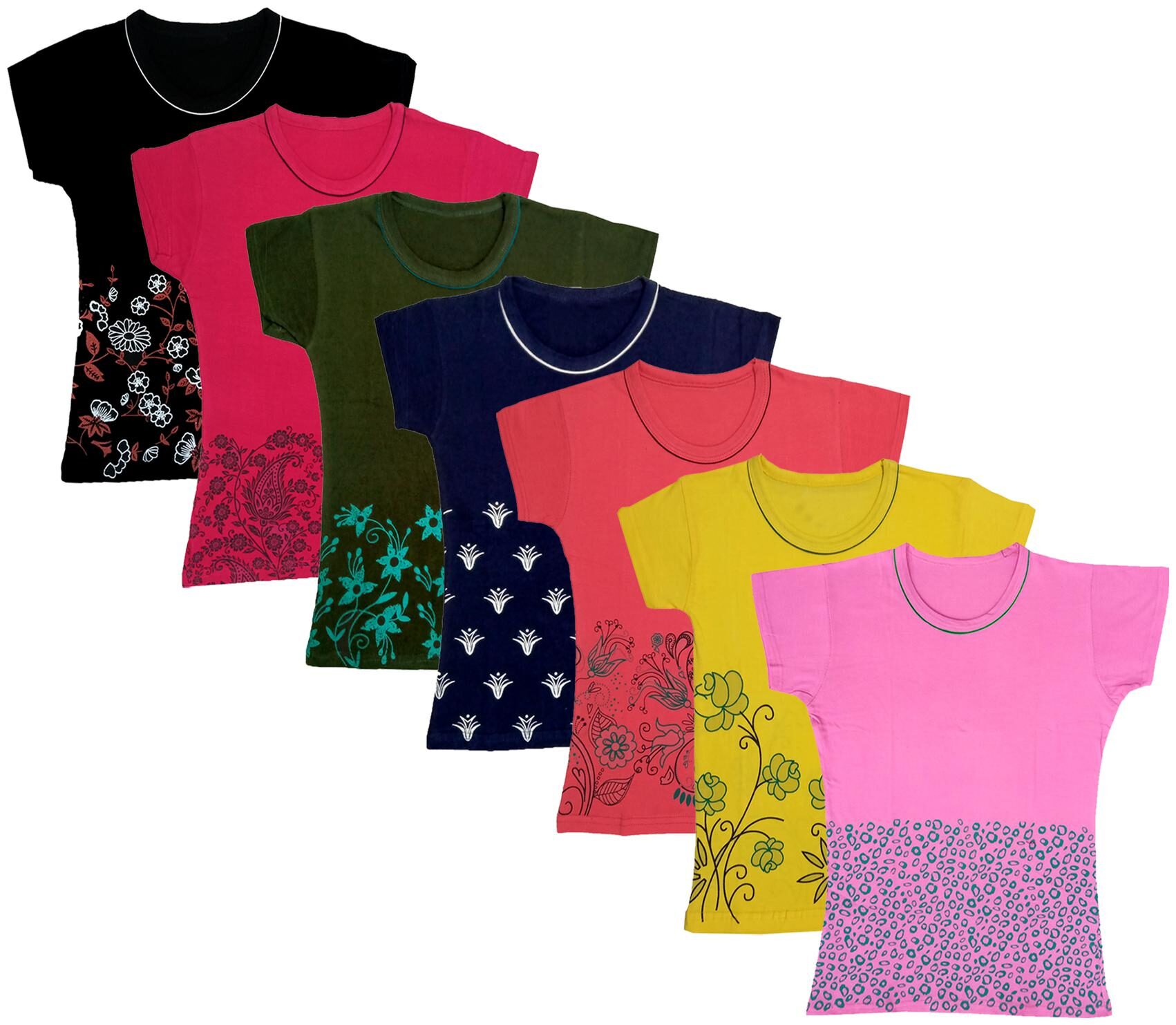 

Indiweaves Girl Cotton Printed T shirt - Multi