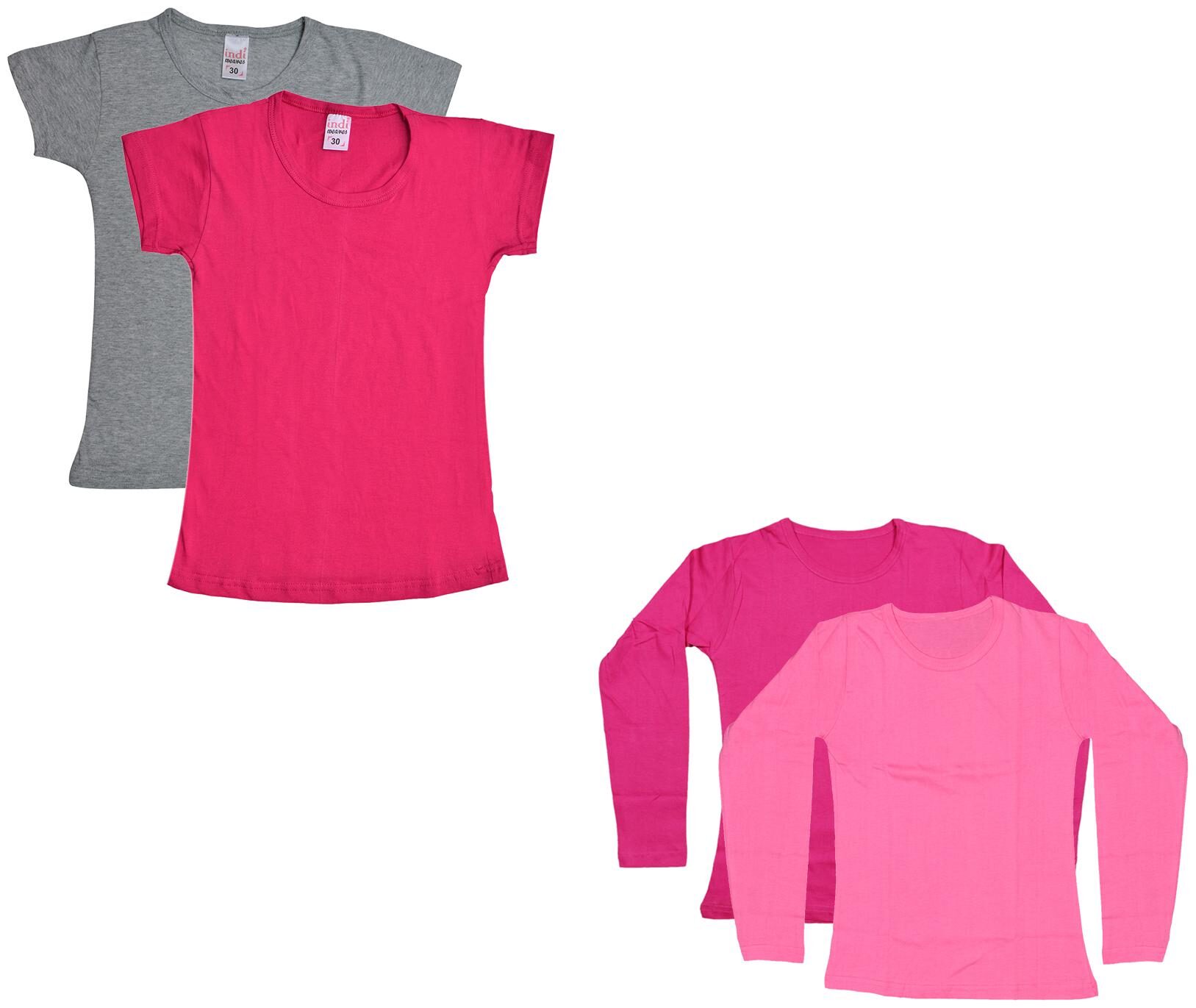 

Indiweaves Girl Cotton Solid T shirt - Multi