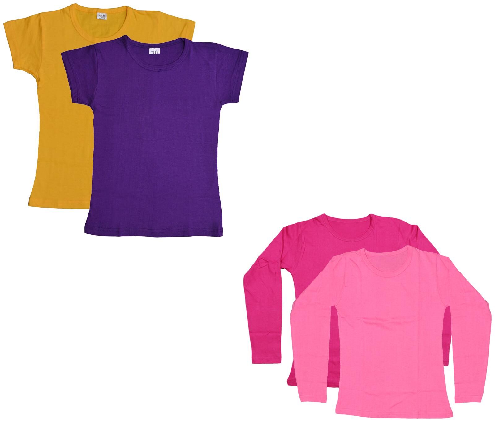 

Indiweaves Girl Cotton Solid T shirt - Multi
