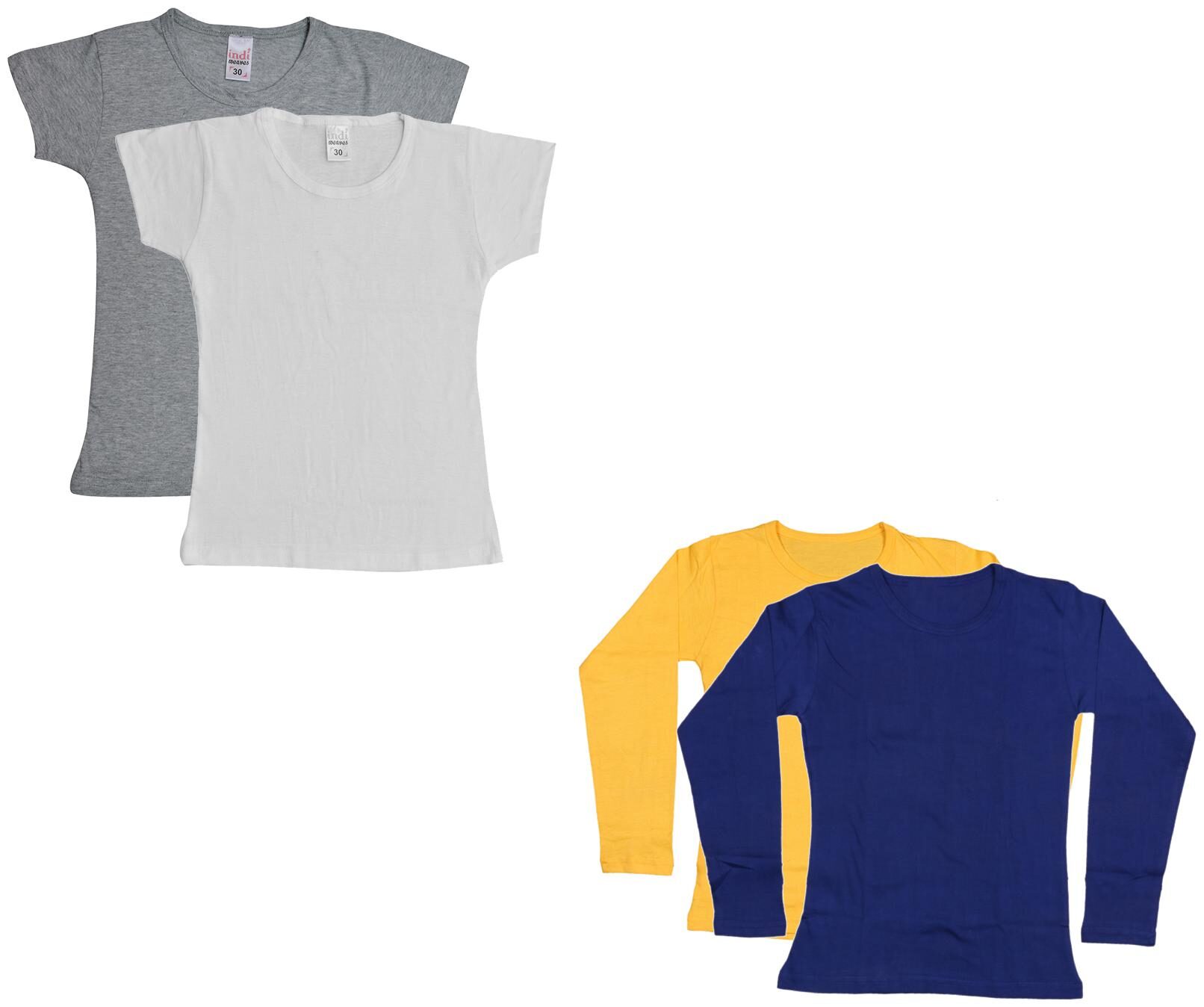 

Indiweaves Girl Cotton Solid T shirt - Multi