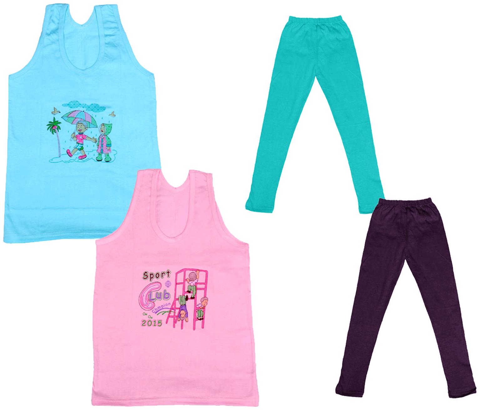

Indiweaves Girl Cotton Top Bottom Set - Multi