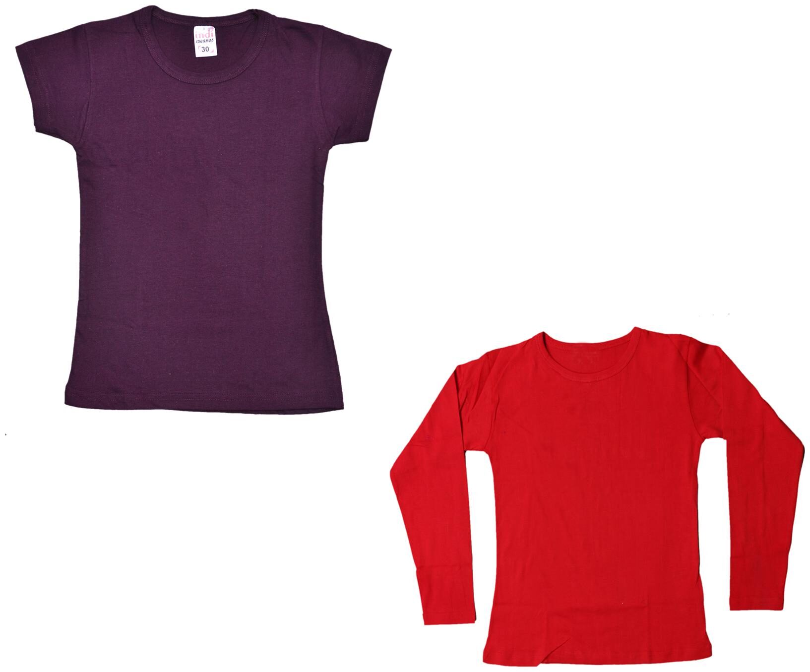 

Indiweaves Girl Cotton Solid T shirt - Multi