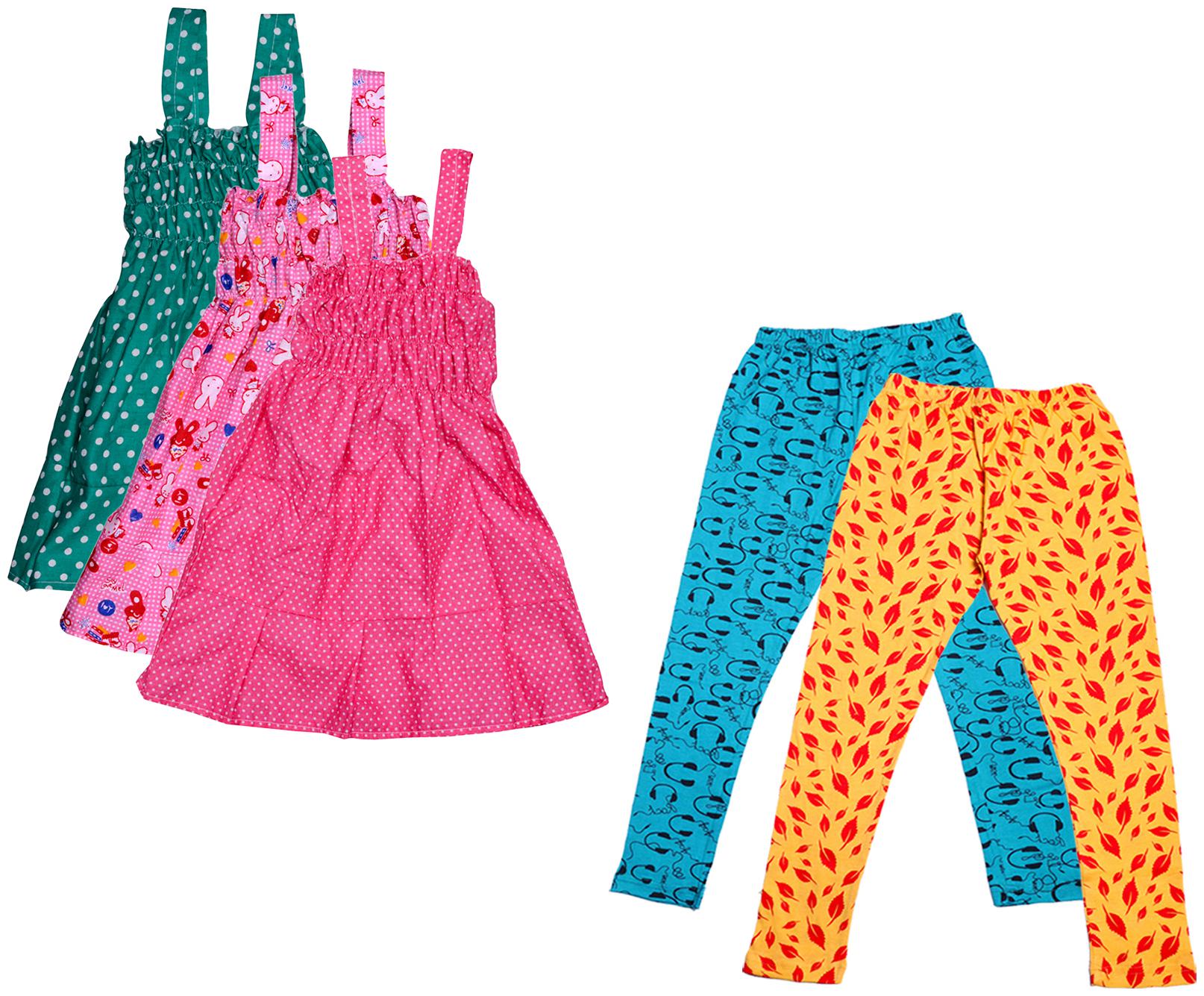 

Indiweaves Girl Cotton Top Bottom Set - Multi