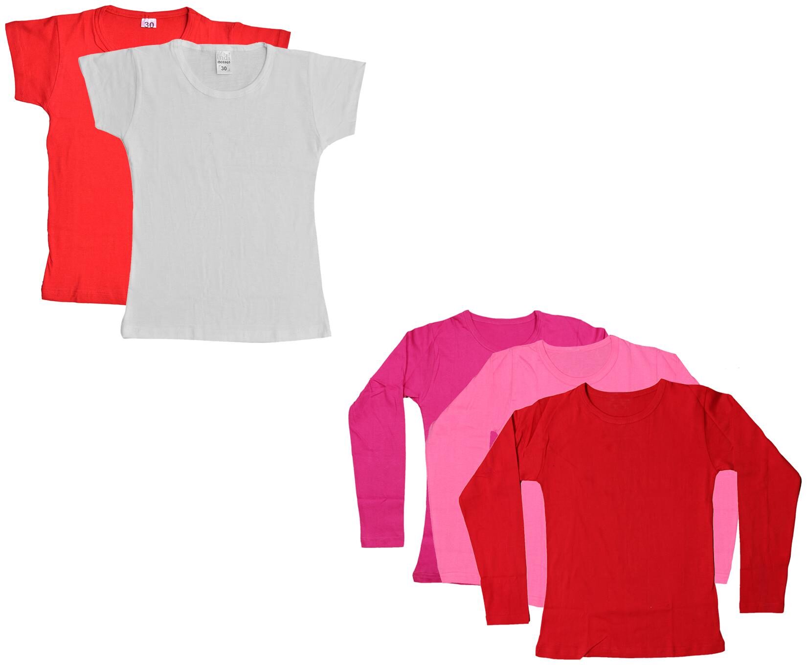 

Indiweaves Girl Cotton Solid T shirt - Multi