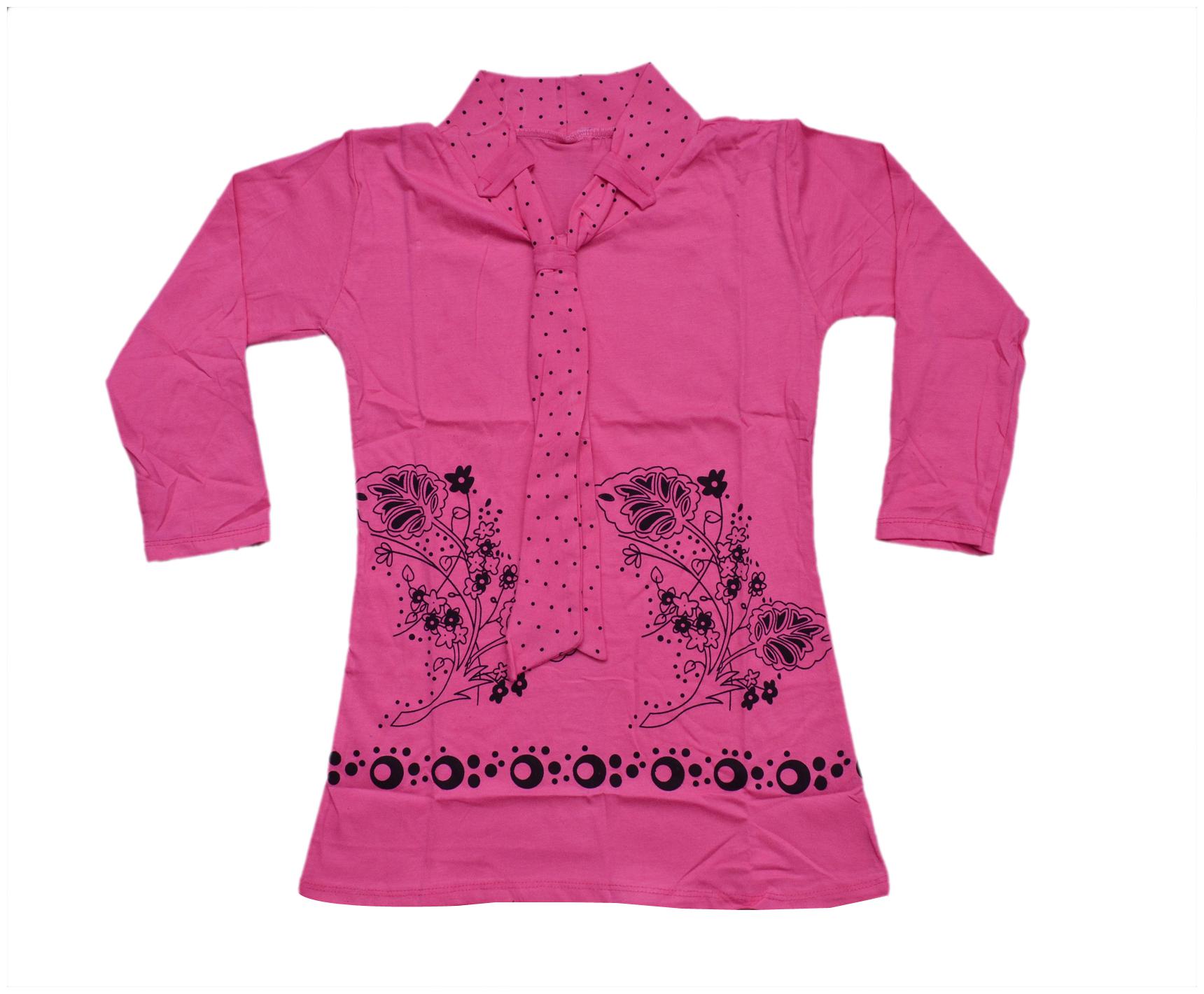 

Indiweaves Girl Cotton Printed Top - Pink