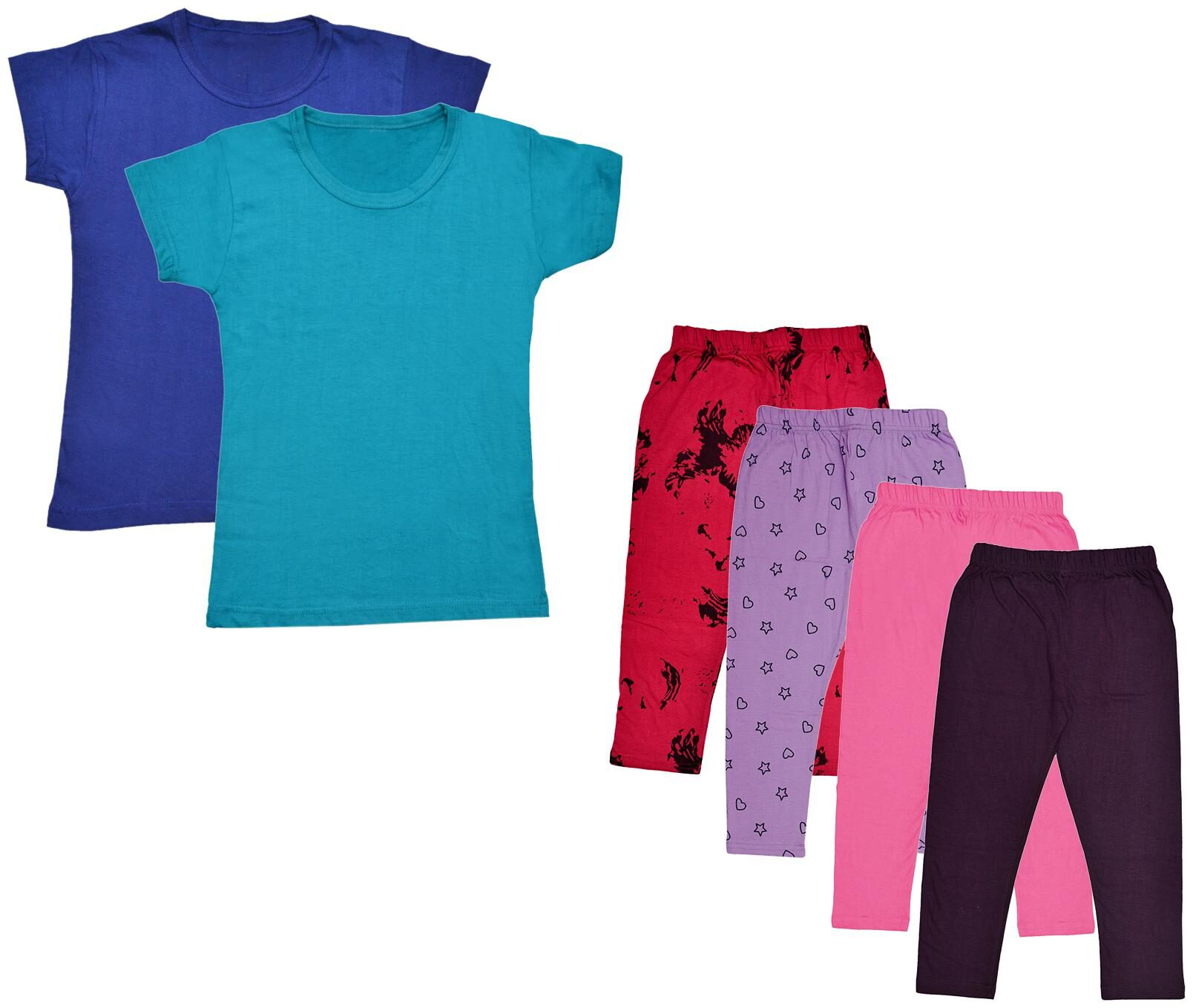 

Indiweaves Girl Cotton Top Bottom Set - Multi