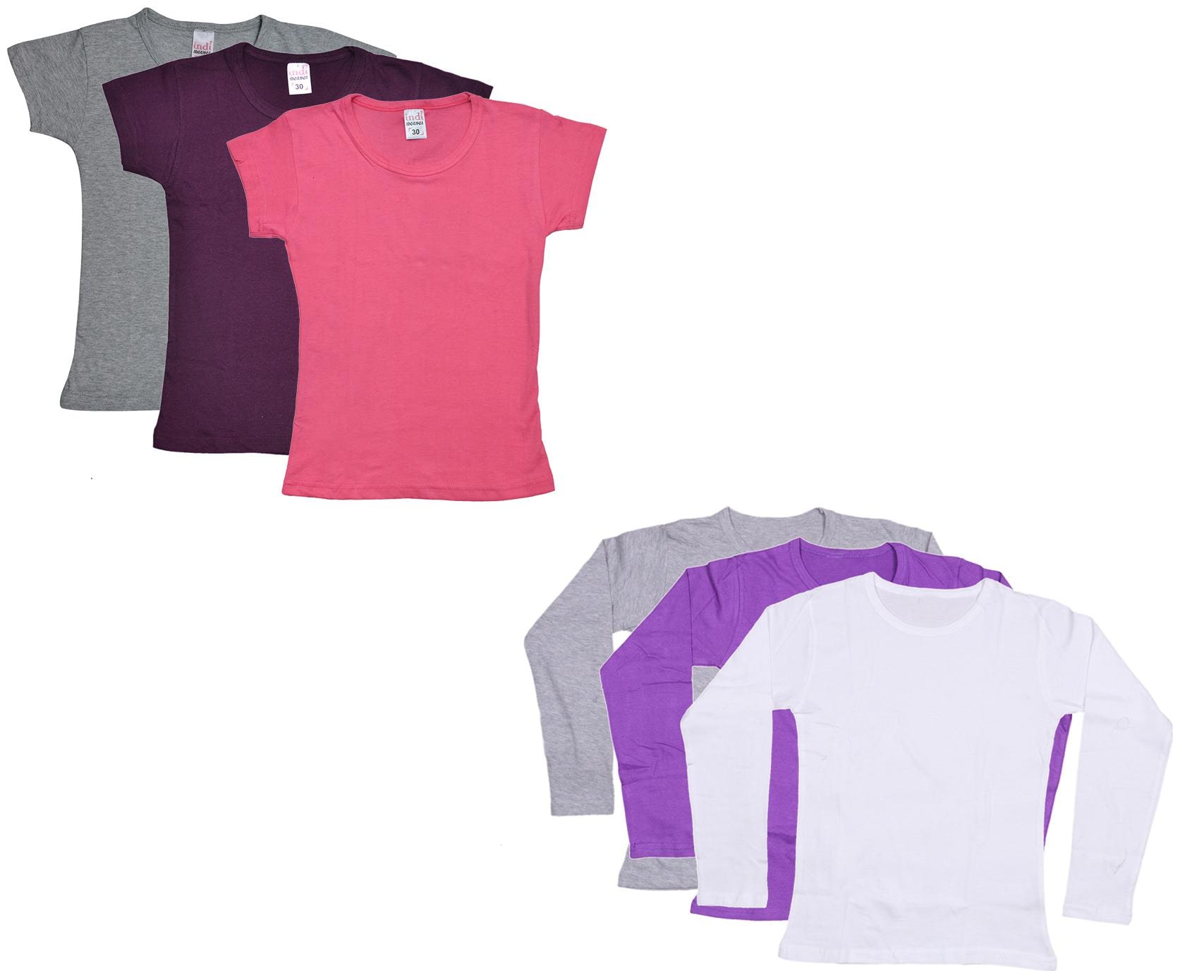 

Indiweaves Girl Cotton Solid T shirt - Multi