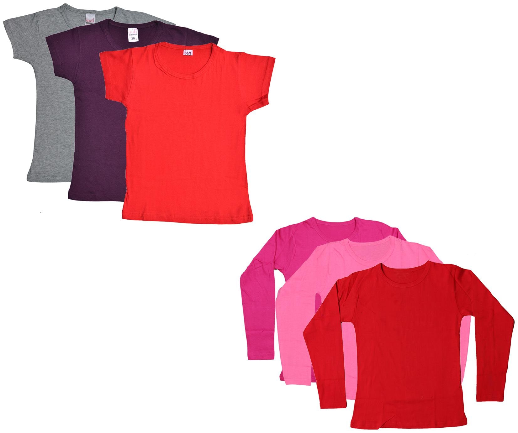 

Indiweaves Girl Cotton Solid T shirt - Multi
