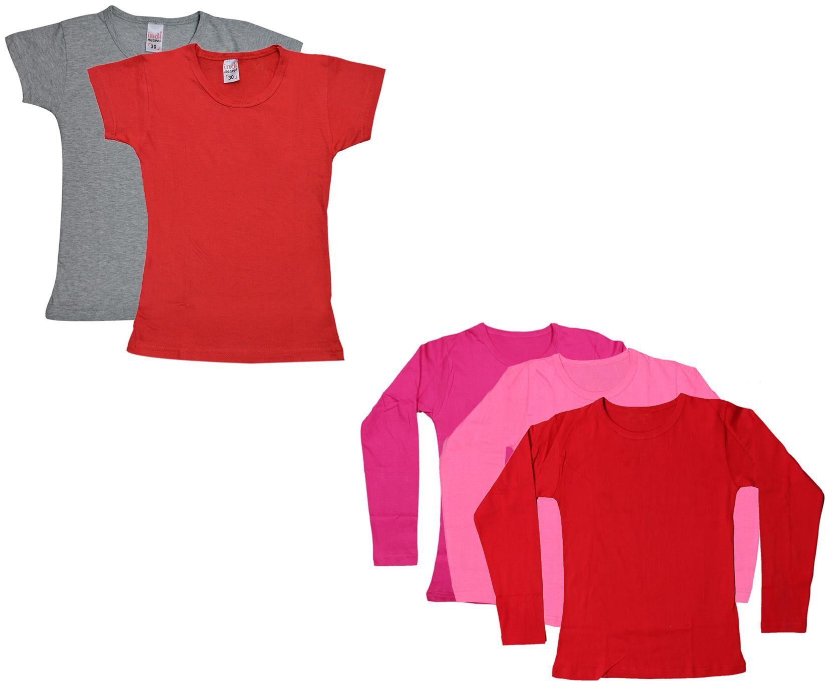 

Indiweaves Girl Cotton Solid T shirt - Multi