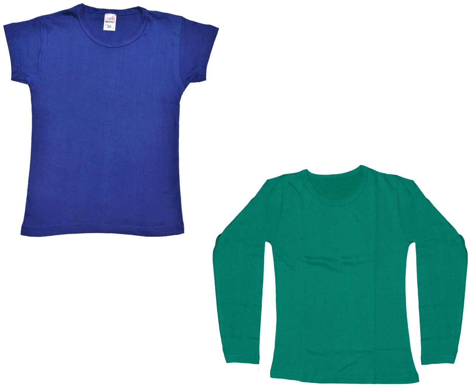 

Indiweaves Girl Cotton Solid T shirt - Green