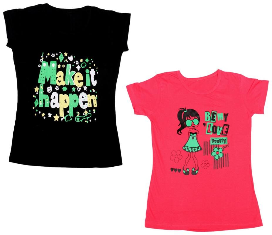

Indiweaves Girl Cotton Printed T shirt - Multi