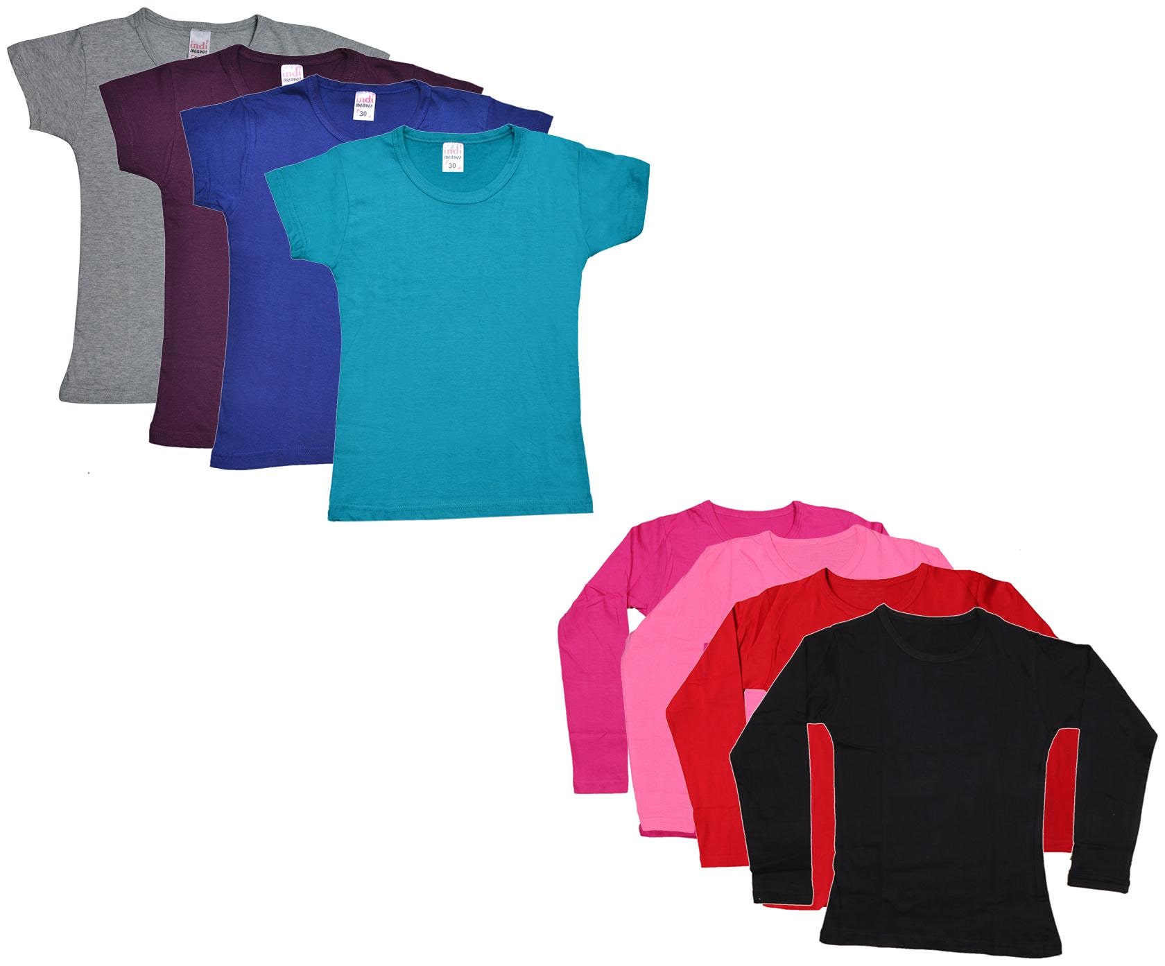 

Indiweaves Girl Cotton Solid T shirt - Multi