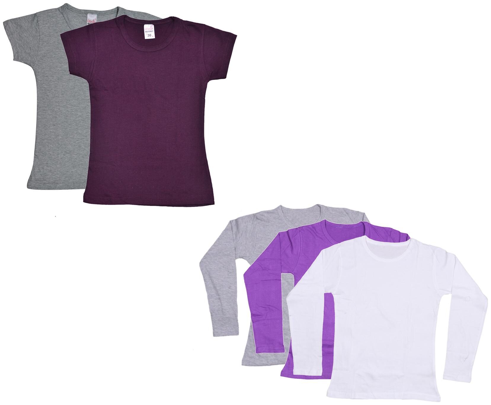 

Indiweaves Girl Cotton Solid T shirt - Multi