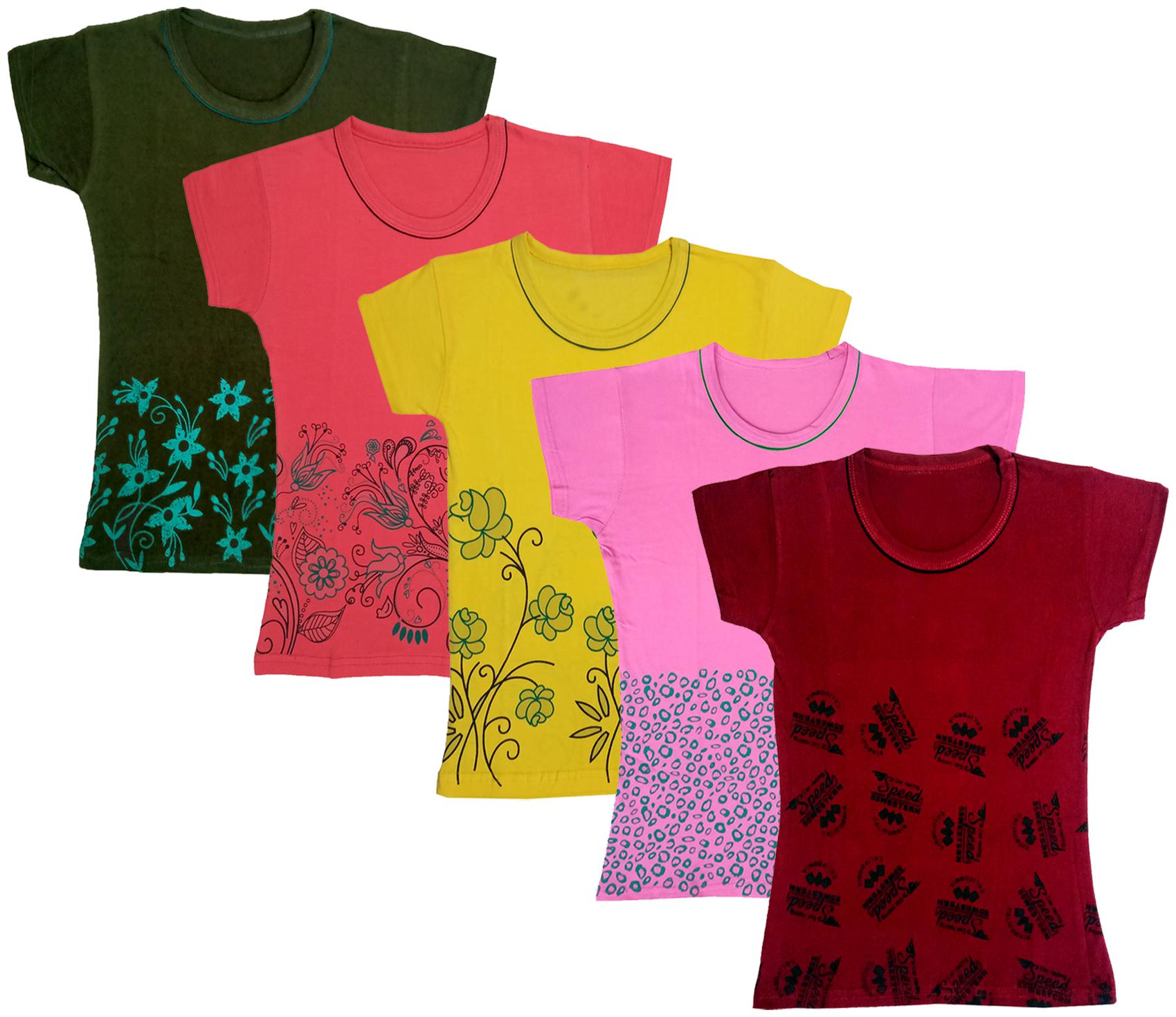 

Indiweaves Girl Cotton Printed T shirt - Multi