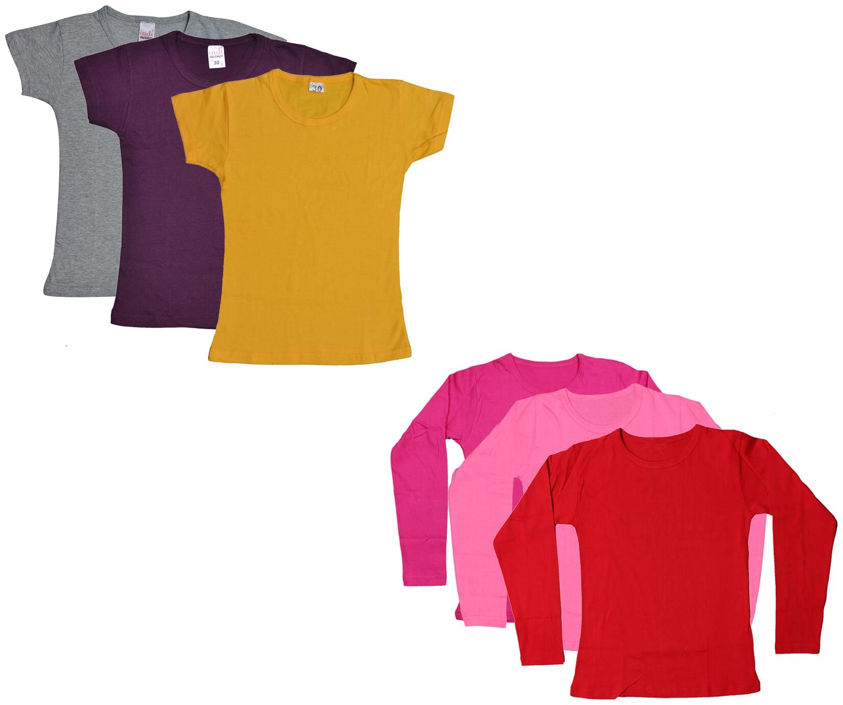 

Indiweaves Girl Cotton Solid T shirt - Multi