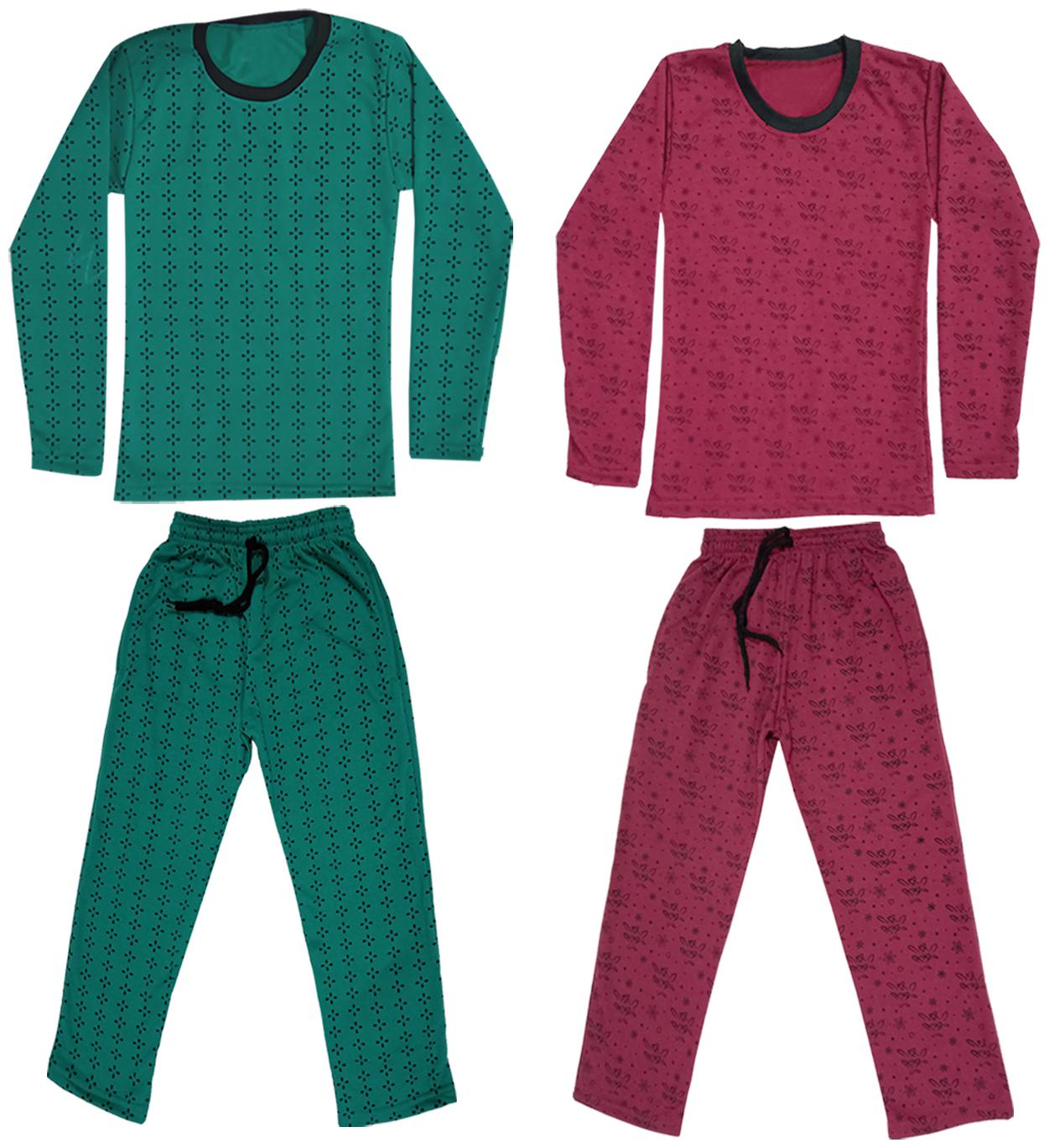 

Indiweaves Girl Wool Top Bottom Set - Maroon Green