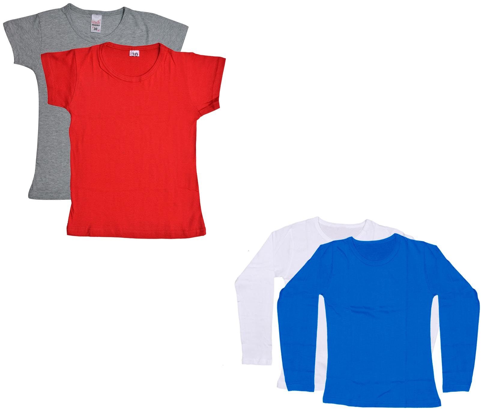

Indiweaves Girl Cotton Solid T shirt - Multi