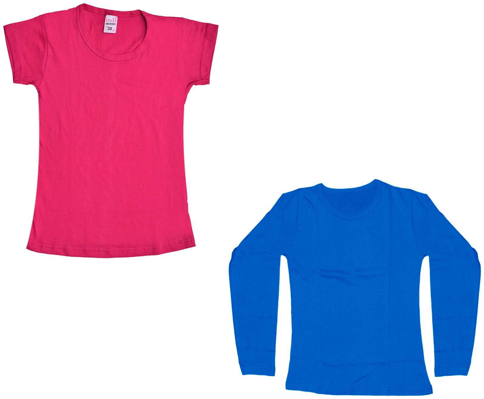 

Indiweaves Girl Cotton Solid T shirt - Multi