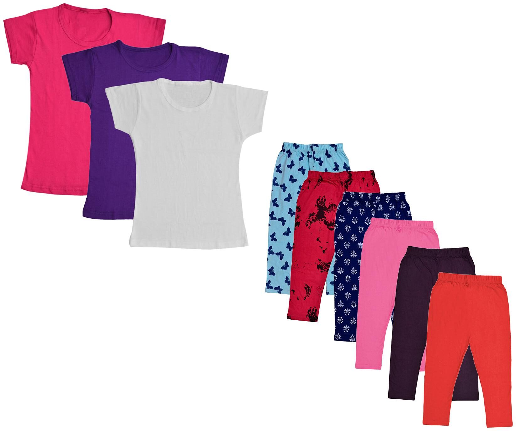 

Indiweaves Girl Cotton Top Bottom Set - Multi