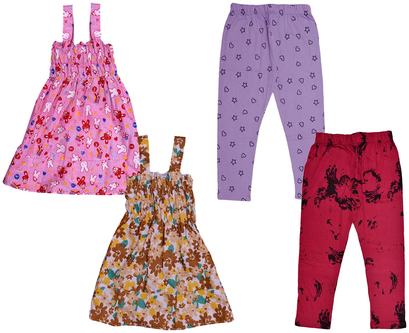 

Indiweaves Girl Cotton Top Bottom Set - Multi