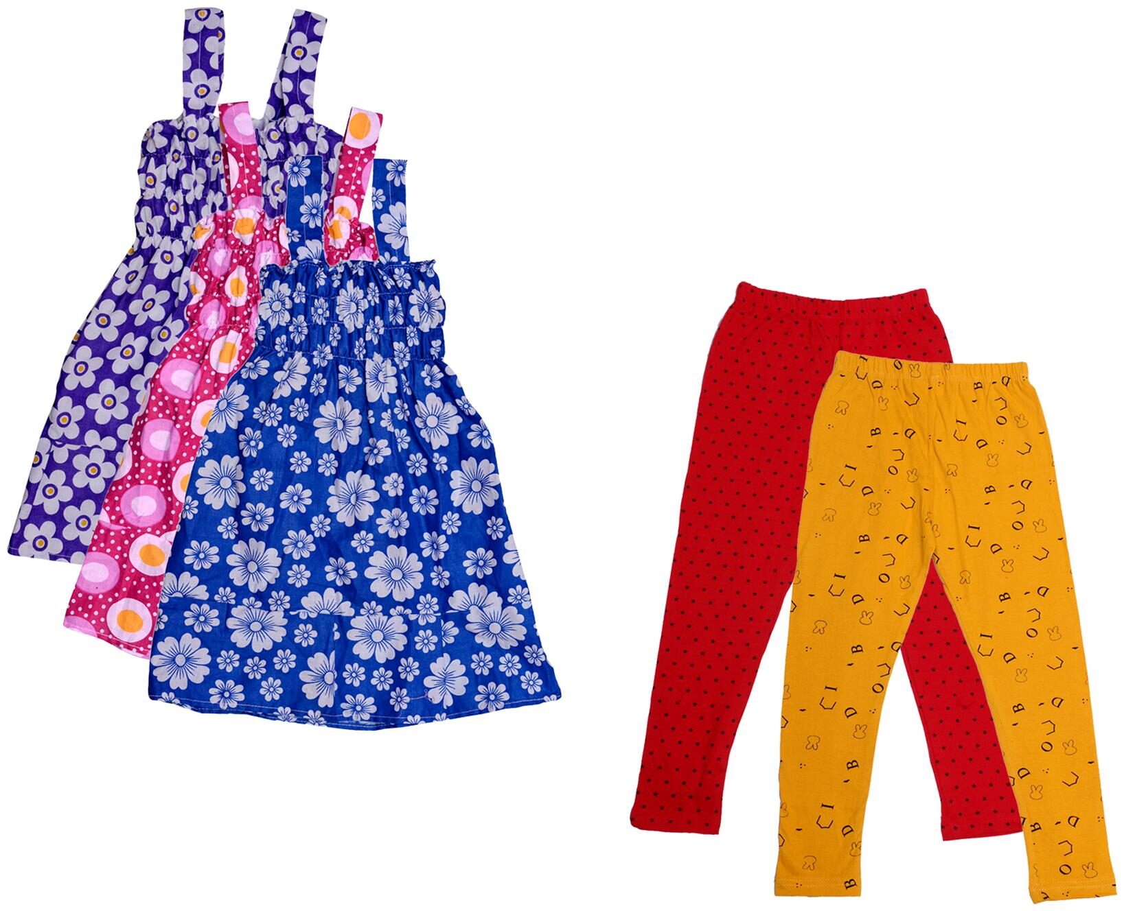 

Indiweaves Girl Cotton Top Bottom Set - Multi