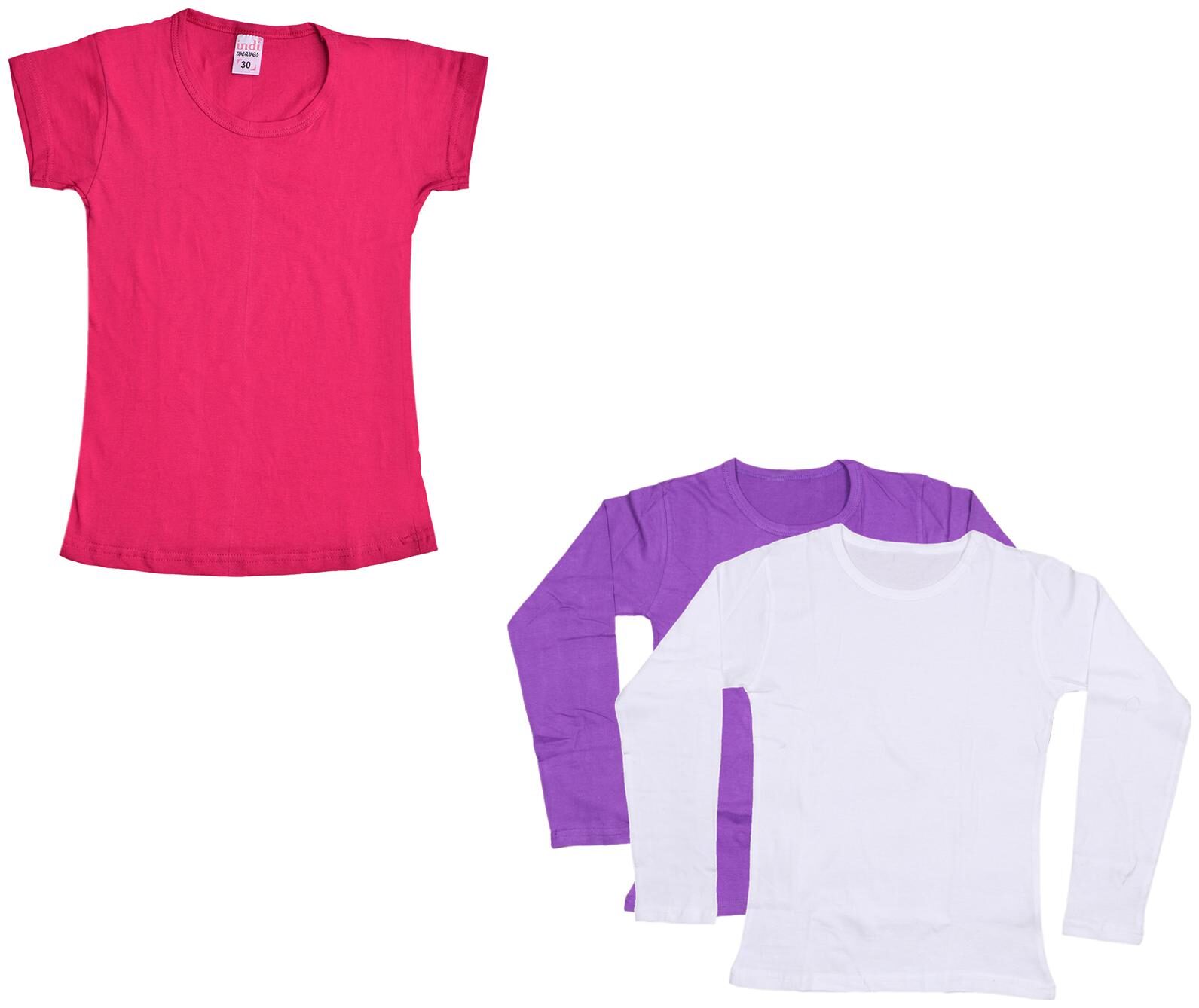 

Indiweaves Girl Cotton Solid T shirt - Multi