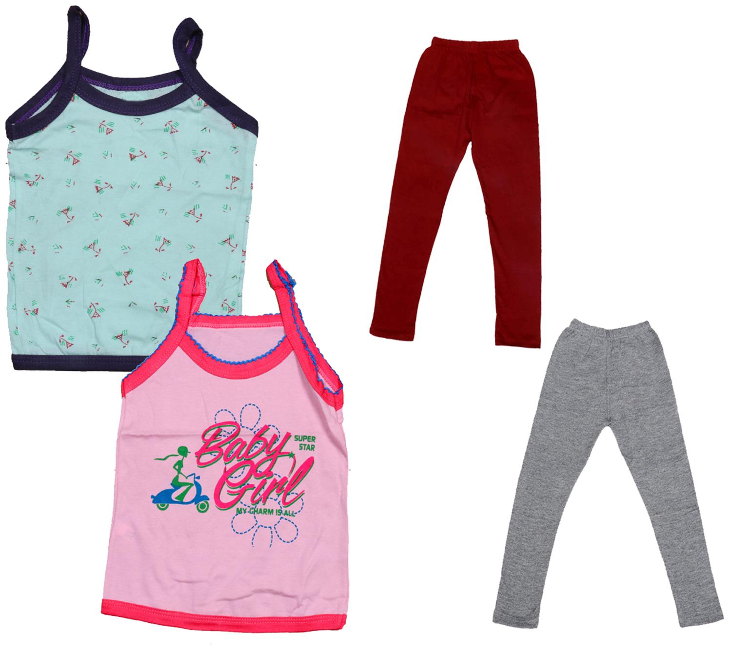 

Indiweaves Girl Cotton Top Bottom Set - Multi