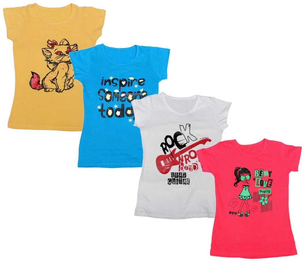 

Indiweaves Girl Cotton Printed T shirt - Multi
