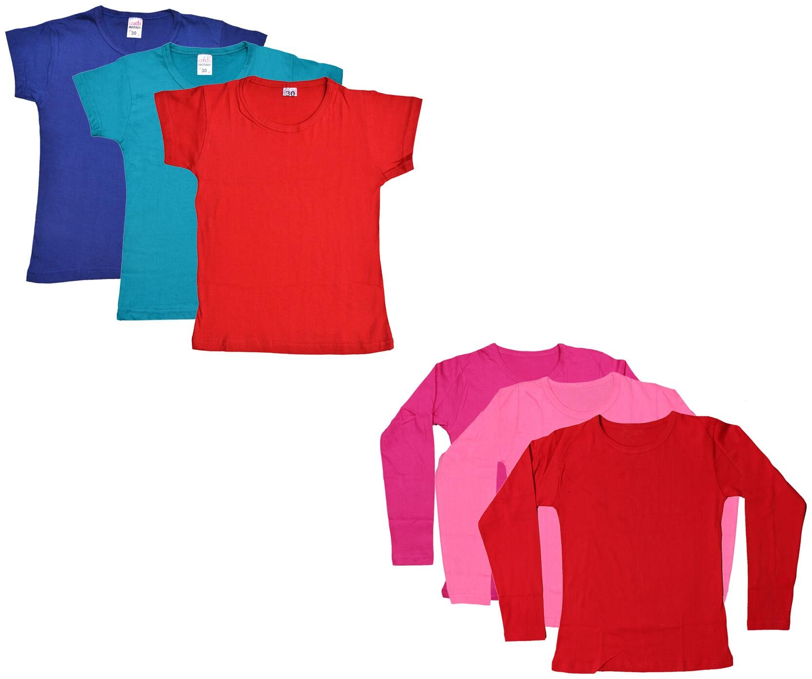 

Indiweaves Girl Cotton Solid T shirt - Multi