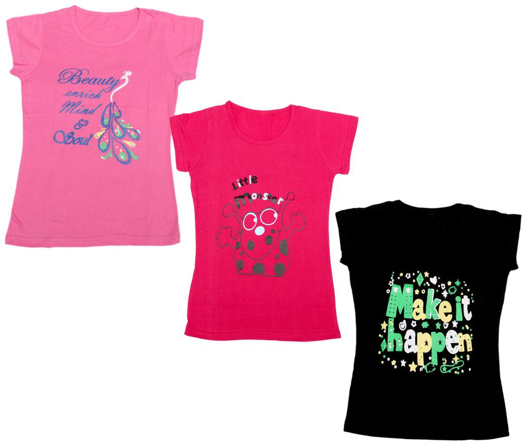 

Indiweaves Girl Cotton Printed T shirt - Multi
