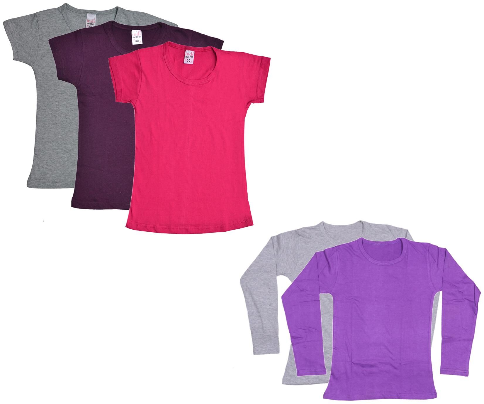 

Indiweaves Girl Cotton Solid T shirt - Multi