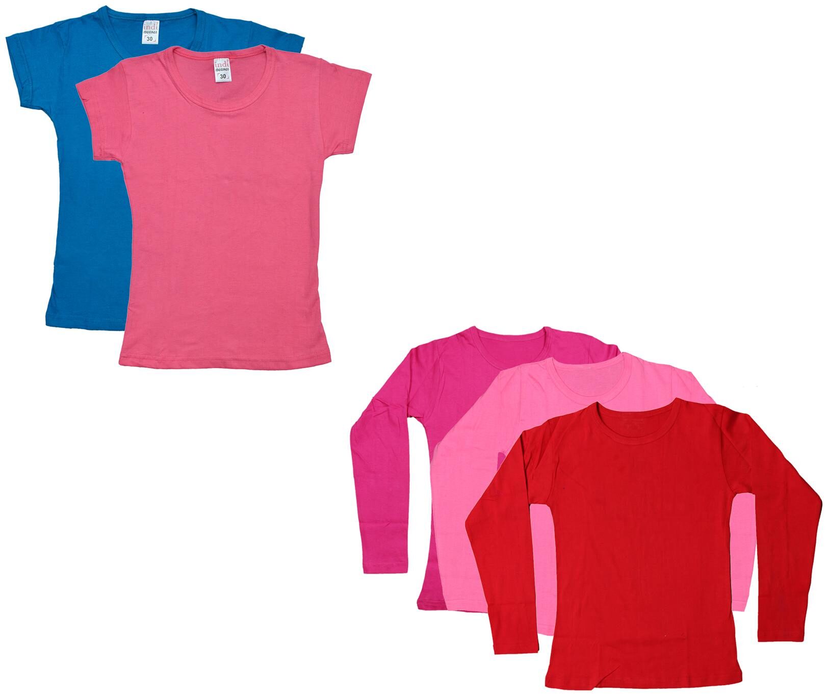 

Indiweaves Girl Cotton Solid T shirt - Multi