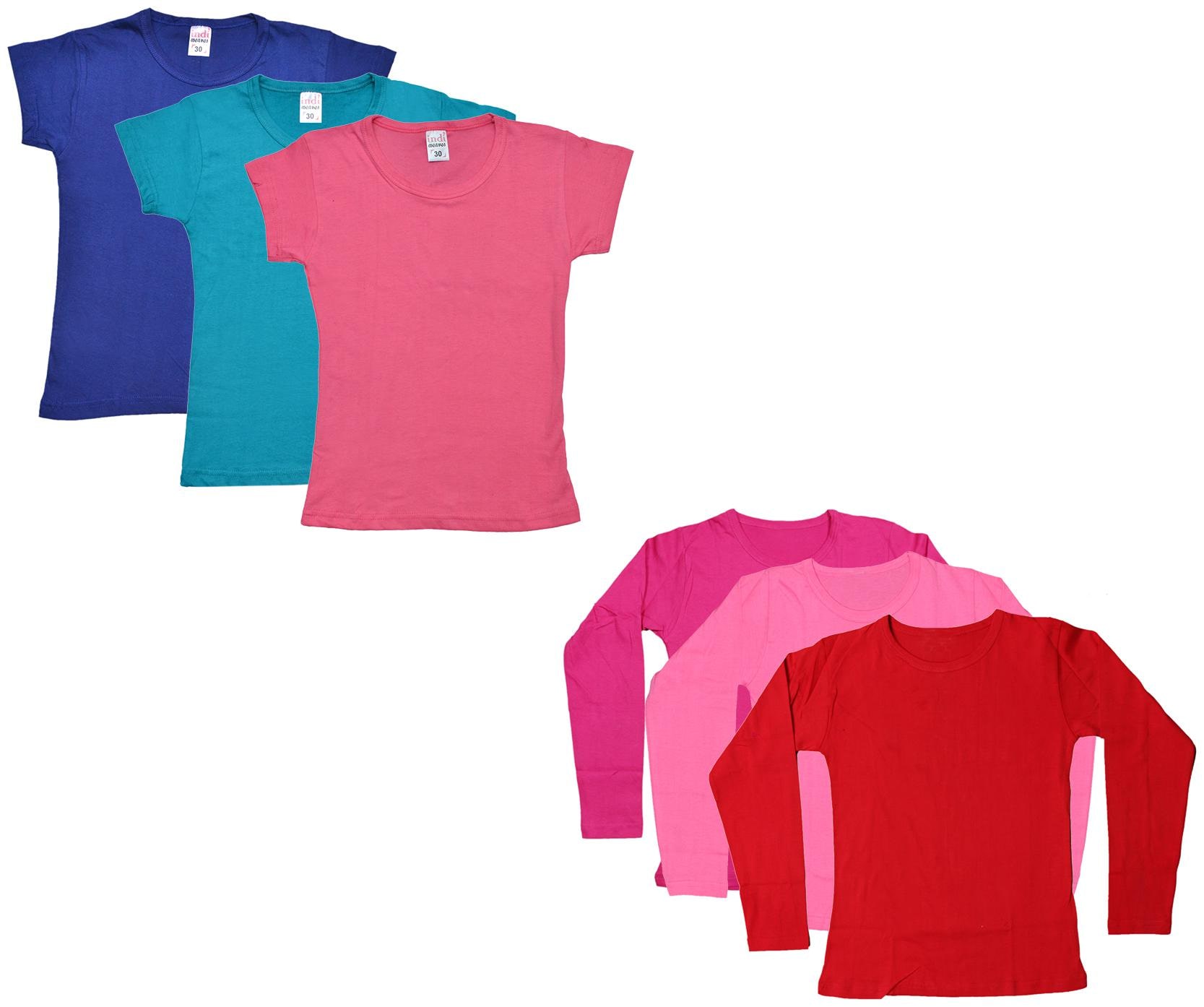

Indiweaves Girl Cotton Solid T shirt - Multi
